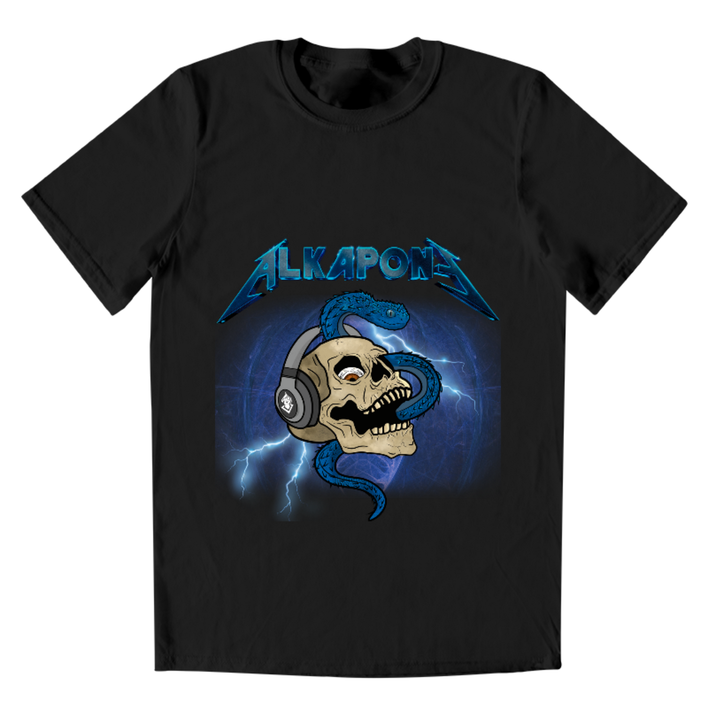 Playera hombre alkapone metalica rayo con craneo