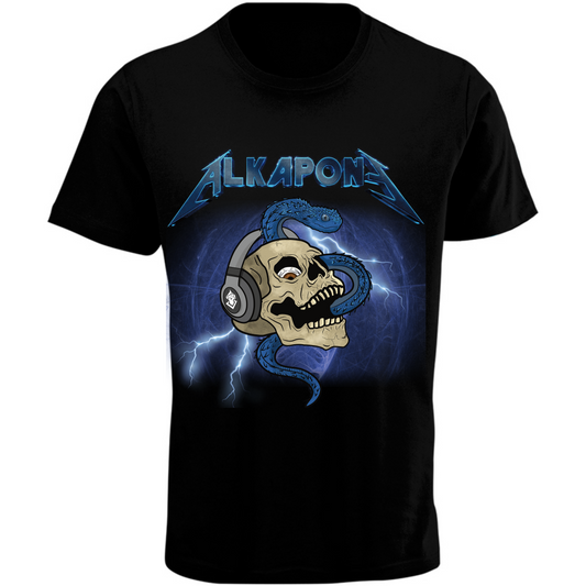 Playera hombre alkapone metalica rayo con craneo